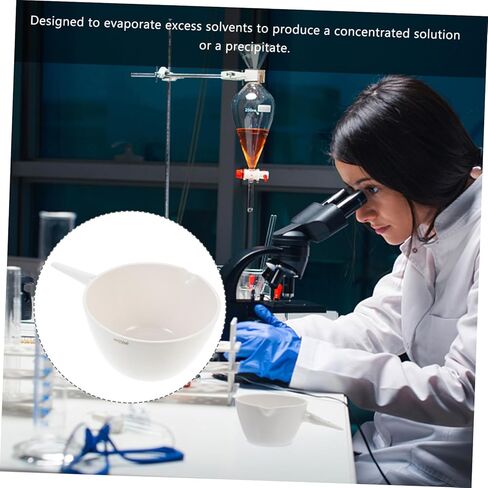 LIFKOME Porcelain Laboratory Evaporating Basin with Handle Heat-Resistant Evaporation Dish for Concentrating and Drying Solids Round Container for Lab Use in Saudi Arabia