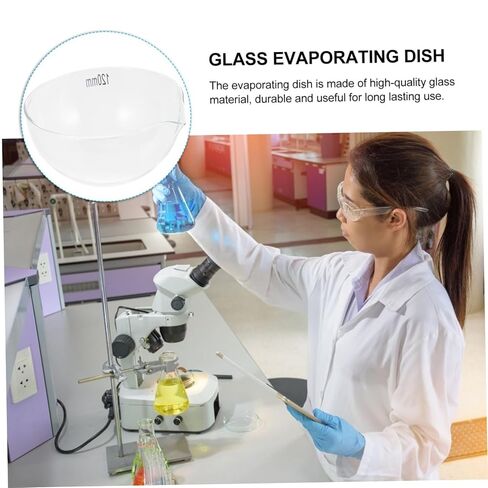 Glass Laboratory Evaporating Dish with Round Bottom Evaporation Container for Heating and Storage Large Surface Area Evaporating Bowl Suitable for School and Lab Use in Saudi Arabia