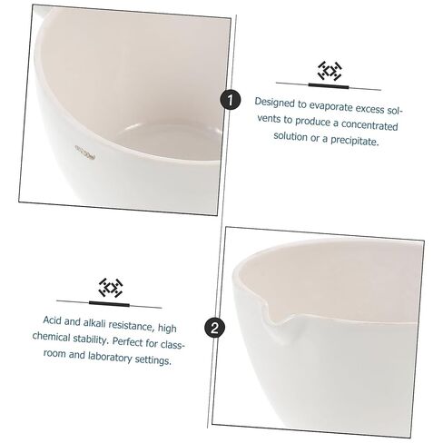 Porcelain Round Evaporating Basin with Handle Laboratory Evaporating Dish for Concentrated Evaporation and Solid Burning Spout Design for Clean Pouring Stable Flat Bottom in Saudi Arabia