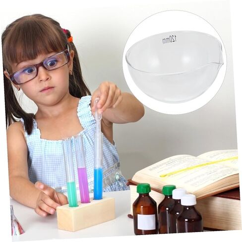 Glass Evaporating Dish Round Bottom Laboratory Container Acid Alkali Resistant Heat Stable Evaporation Bowl for School and Household Use in Saudi Arabia