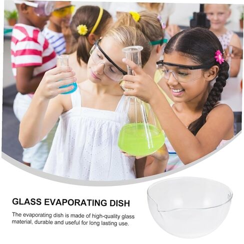 Glass Evaporating Dish Round Bottom Laboratory Container Acid Alkali Resistant Heat Stable Evaporation Bowl for School and Household Use in Saudi Arabia