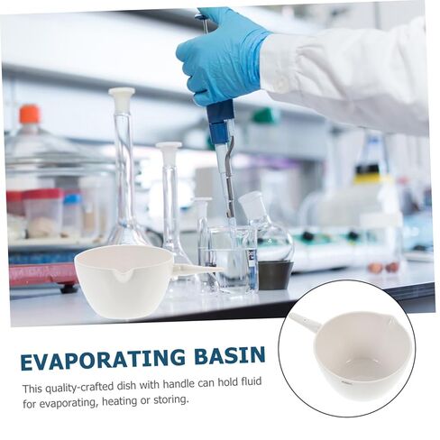 Porcelain Round Evaporating Bowl with Handle Heat-Resistant Lab Evaporating Dish for Concentrated Spout Design for Clean Pouring Reusable Laboratory Glassware in Saudi Arabia