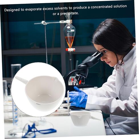 Porcelain Round Evaporating Bowl with Handle Heat-Resistant Lab Evaporating Dish for Concentrated Spout Design for Clean Pouring Reusable Laboratory Glassware in Saudi Arabia