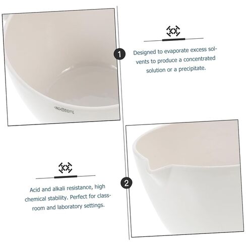 Porcelain Round Evaporating Bowl with Handle Heat-Resistant Lab Evaporating Dish for Concentrated Spout Design for Clean Pouring Reusable Laboratory Glassware in Saudi Arabia