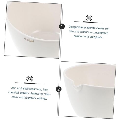 Porcelain Round Evaporating Bowl with Handle for Laboratory and School Use Surface Area Design for Efficient Heating and Evaporation Spout for Easy Pouring High-Grade Porcelain in Saudi Arabia