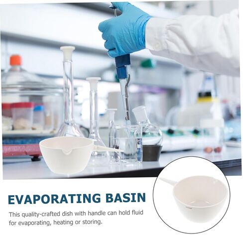 Porcelain Round Evaporating Bowl with Handle for Laboratory and School Use Surface Area Design for Efficient Heating and Evaporation Spout for Easy Pouring High-Grade Porcelain in Saudi Arabia