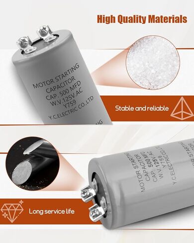 Motor Starting Capacitor 500MFD 500UF 125VAC HVAC 125V Capacitor CD60 500MFD in Saudi Arabia