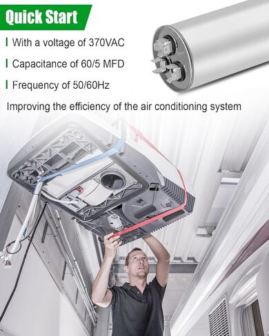 RV Air Conditioner Motor Capacitor Fit for Dometic B59146 B59186 B59196 B595146 57915.741, 60/5 MFD 370V AC Motor Capacitor Replace 3312195.000 3312195000, 50/60Hz in Saudi Arabia
