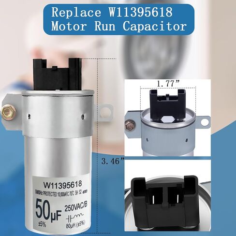 ترقية W11395618 W10625046 W11162560 استبدال مكثف تشغيل الغسالة لـ Whirlpool Kenmore Maytag Jenn-Air Magic Chef Washer Capacitor، استبدال WPW10625046 W10866250 W10843769 W10390446 in Kuwait