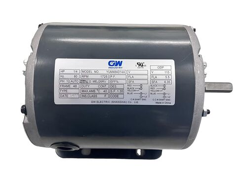 محرك مروحة محرك الحزام GW 1/4 HP، 115 فولت، 48 إطارًا، محرك كهربائي منفصل الطور، 1725 دورة في الدقيقة، SF 1.35، SFA 6.35A، حاوية ODP، قاعدة مرنة، واقي تلقائي من التحميل الزائد in Kuwait