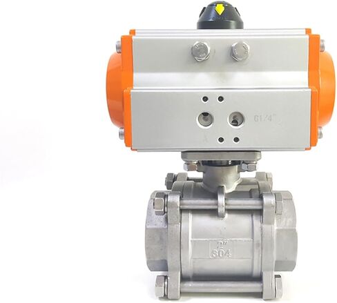 1PCS DN32 Three-Piece high Platform Pneumatic Ball Valve Stainless Steel 1-1/4" Q611F-16P Single Acting Cylinder in Kuwait
