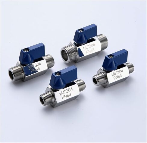1PCS 304 Stainless Steel 3/4" 1" Hose Rear Hook Small Ball Valve Beer SUS with Blue(1",Male to Male) in Kuwait