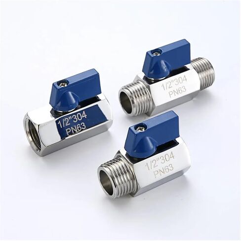 1PCS 304 Stainless Steel 3/4" 1" Hose Rear Hook Small Ball Valve Beer SUS with Blue(1",Male to Male) in Kuwait