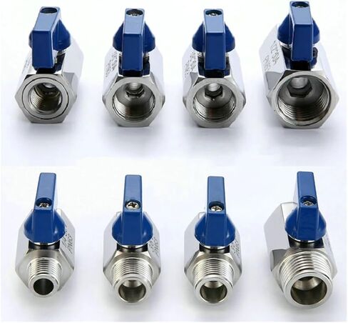 1PCS 304 Stainless Steel 3/4" 1" Hose Rear Hook Small Ball Valve Beer SUS with Blue(1",Male to Male) in Kuwait