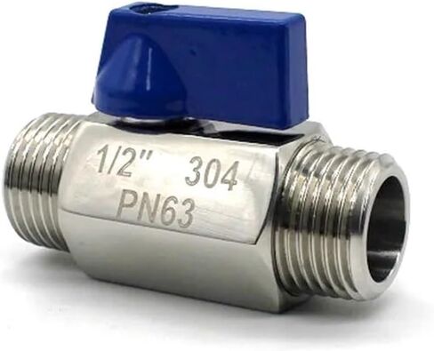 1PCS 304 Stainless Steel 3/4" 1" Hose Rear Hook Small Ball Valve Beer SUS with Blue(1",Male to Male) in Kuwait
