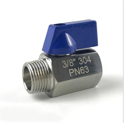 1PCS 304 Stainless Steel 3/4" 1" Hose Rear Hook Small Ball Valve Beer SUS with Blue(1",Male to Male) in Kuwait