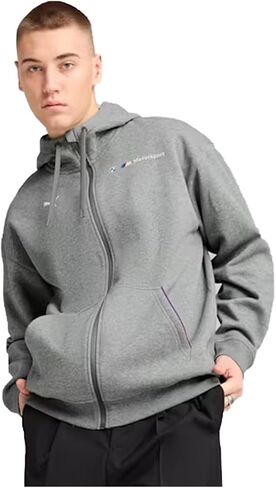 PUMA - Mens BMW MMS Full Zip Hooded Jacket, Color Medium Gray Heather, Size: Medium in Saudi Arabia
