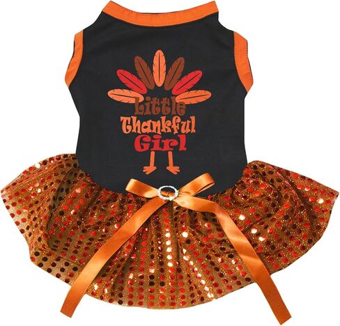 فستان Petitebella Little Thanksful Girl Turkey Puppy Dog (برتقالي/برتقالي LED، متوسط) in Saudi Arabia