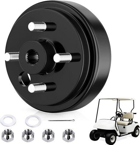 مجموعة محور طبلة الفرامل الخلفية لعربة الجولف 19186G1P لـ EZGO TXT 1982-UP Electric & 1982-1993 عربة جولف تعمل بالغاز بدورتين، فتحة مركزية ذات 24 سنًا 0.75 بوصة، استبدل OEM # 19186-G1 17082-G2 17298-G1 in Kuwait