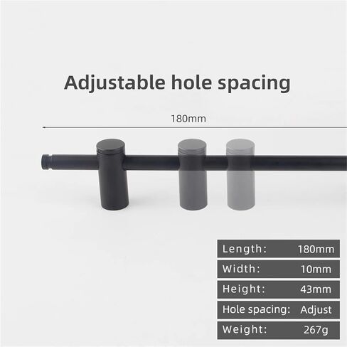الصلبة النحاس مقبض طويل العتيقة خزانة درج سحب قابل للتعديل منشفة الحمام رف 1 قطعة (Length-180mm-BLK) in Saudi Arabia