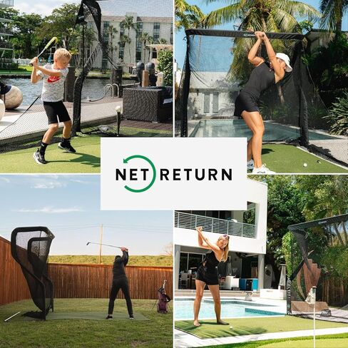 شبكة جولف Net Return Pro Series كبيرة 9، متعددة الرياضات، 9x9 قدم، إرجاع الكرة تلقائيًا، محمولة للداخل/الخارج in Kuwait