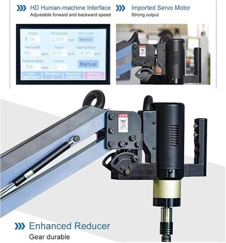1200W Pneumatic Tapper, High Precision M3-M16 Electric Tapping Machine, Touch Screen Universal Head Electric Tapping Machine, 0-375 RPM, M3-M16 Complete Set of 8 in Saudi Arabia