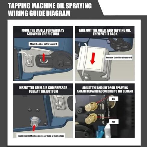 1200W Pneumatic Tapper, High Precision M3-M16 Electric Tapping Machine, Touch Screen Universal Head Electric Tapping Machine, 0-375 RPM, M3-M16 Complete Set of 8 in Saudi Arabia