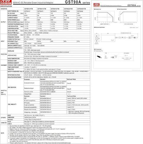 GST90A12-P1M مزود طاقة تحويل صناعي، 12 فولت 6.67 أمبير 80 وات، مدخل واسع 90-264 فولت تيار متردد، شهادات عالمية، PFC نشط، درجة الحرارة القصوى -22 درجة فهرنهايت إلى 158 درجة فهرنهايت، الأتمتة الصناعية in Kuwait