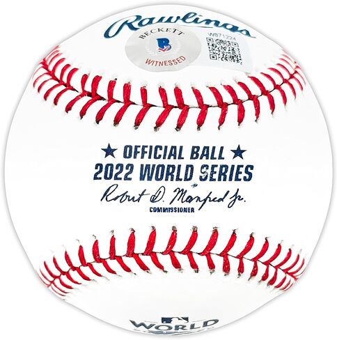 Kyle Tucker Autographed Official 2022 World Series Logo Baseball Astros Beckett BAS Witness in Saudi Arabia