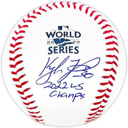 Kyle Tucker Autographed Official 2022 World Series Logo Baseball Astros "2022 WS Champs" Beckett BAS Witness in Saudi Arabia