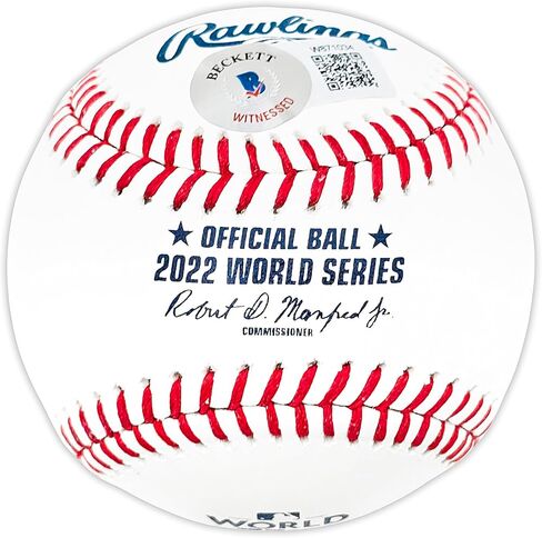 Kyle Tucker Autographed Official 2022 World Series Logo Baseball Astros "2022 WS Champs" Beckett BAS Witness in Saudi Arabia