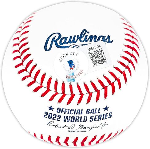 Kyle Tucker Autographed Official 2022 World Series Logo Baseball Astros "2022 WS Champs" Beckett BAS Witness in Saudi Arabia