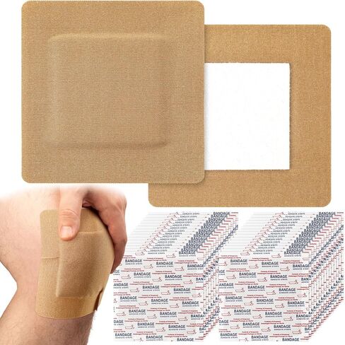 Geiserailie 20 Pcs Extra Large Bandages 4 x 4 Inch Wound Care Flexible Adhesive Bandages Latex Square Free Fabric for Protect Wounds Large Size for First Aid Wound Care and Dressings in Saudi Arabia