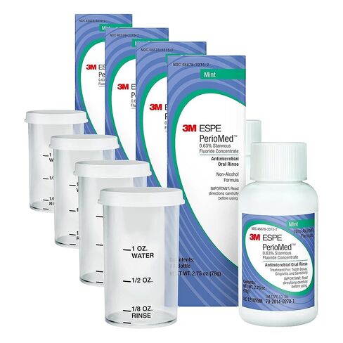 3M 70201402701 PerioMed Stannous Fluoride Oral Rinse with Mixing Cups, 0.63%, Concentrate, Mint, 2.75 oz. Bottle (Pack of 4) in Saudi Arabia
