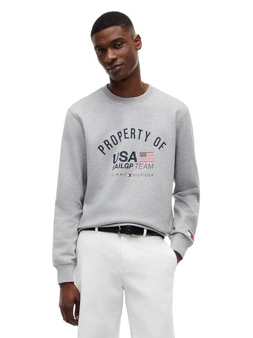 Tommy Hilfiger Men's US x SailGP USA Creneck Sweatshirt, LIGHT GREY HEATHER in Saudi Arabia