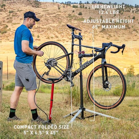 Feedback Sports | Sport-Mechanic Bicycle Repair Stand | Bicycle Workstand W/Tripod Base | Lightweight and Durable | Aluminum Steel Hybrid Construction | Black (Black, Sport Mechanic 2.0) in Saudi Arabia