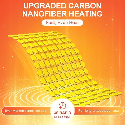 SAVIOR HEAT Heated Seat Pad & Cushion with Carbon Nanofiber Heating, NTC Temperature Sensing, 3S Fast Heat, 10-Hour Battery Life, Soft & Anti-Slip, Ideal for Office, Home, Stadium & Outdoor Use in Saudi Arabia