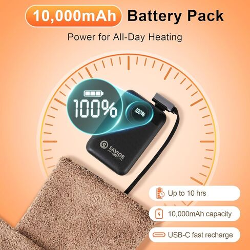 SAVIOR HEAT Heated Seat Pad & Cushion with Carbon Nanofiber Heating, NTC Temperature Sensing, 3S Fast Heat, 10-Hour Battery Life, Soft & Anti-Slip, Ideal for Office, Home, Stadium & Outdoor Use in Saudi Arabia