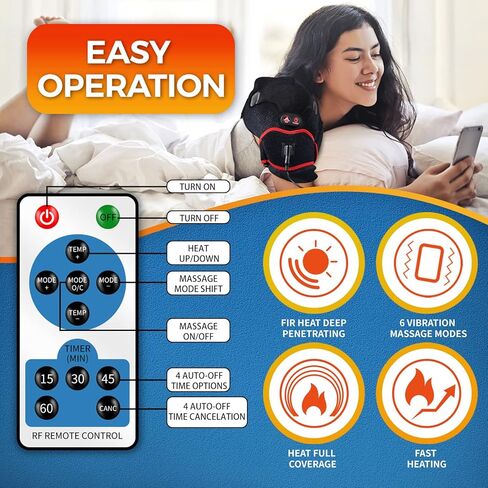 وسادة تدفئة الكتف من ستيكرو لتخفيف الألم، تدليك الاهتزاز، دعامات لف ساخنة للكتف الأيسر الأيمن المتجمد، إصابة الكفة المدورة، التهاب المفاصل للرجال والنساء - XL/XXL in Kuwait