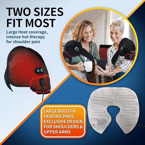 وسادة تدفئة الكتف من ستيكرو لتخفيف الألم، تدليك الاهتزاز، دعامات لف ساخنة للكتف الأيسر الأيمن المتجمد، إصابة الكفة المدورة، التهاب المفاصل للرجال والنساء - XL/XXL in Kuwait