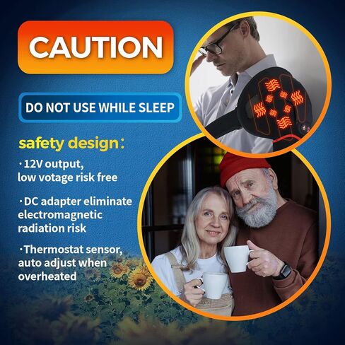 وسادة تدفئة الكتف من ستيكرو لتخفيف الألم، تدليك الاهتزاز، دعامات لف ساخنة للكتف الأيسر الأيمن المتجمد، إصابة الكفة المدورة، التهاب المفاصل للرجال والنساء - XL/XXL in Kuwait