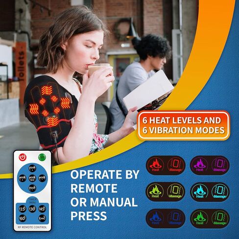 وسادة تدفئة الكتف من ستيكرو لتخفيف الألم، تدليك الاهتزاز، دعامات لف ساخنة للكتف الأيسر الأيمن المتجمد، إصابة الكفة المدورة، التهاب المفاصل للرجال والنساء - XL/XXL in Kuwait
