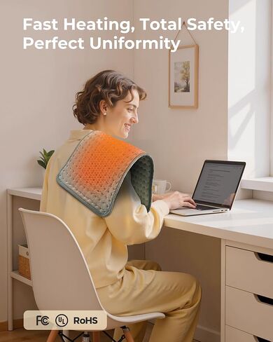 Heating Pad for Back Pain Relief and Period Cramps, Portable Heating Pad for Shoulders and Neck, with 6 Temperature Controllers and 4 Timer Settings, Dry/Moist Heat Therapy,12x24 Inch in Kuwait