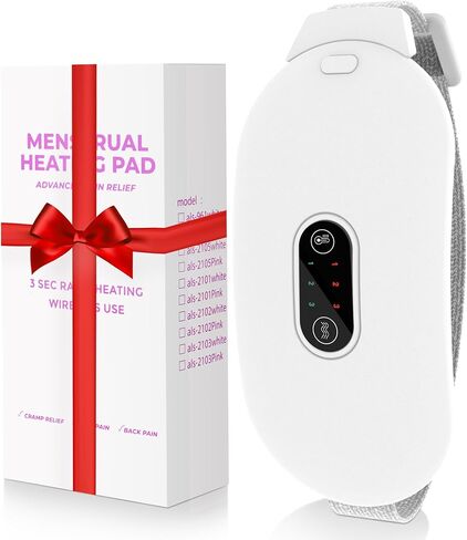 Glyduny Heating Pads, Period Cramp Massager Portable Cordless Heating Pad with 6 Heat Levels and 6 Massage Modes for Back Pain Relief Menstrual Heating Pad (White) in Saudi Arabia