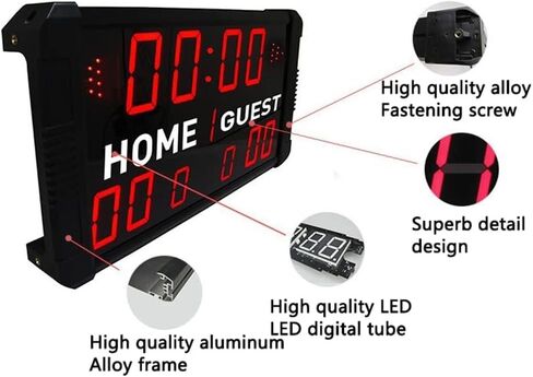 Electronic Digital Scoreboard, Race Timer with Remote Control and Buzzer, 5 Levels of Brightness Adjustable for Basketball, Baseball, Football, Tennis Race 11 Digits in Kuwait