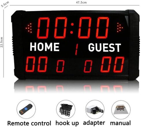 Electronic Digital Scoreboard, Race Timer with Remote Control and Buzzer, 5 Levels of Brightness Adjustable for Basketball, Baseball, Football, Tennis Race 11 Digits in Kuwait