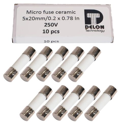 8A Delon Technology - Ceramic Fuses, Fast-Blow, 10 Pack, 5x20mm / 0.2 x 0.78 Inch, 250V, F8AL250V in Saudi Arabia