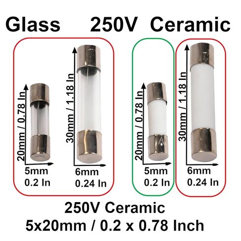 8A Delon Technology - Ceramic Fuses, Fast-Blow, 10 Pack, 5x20mm / 0.2 x 0.78 Inch, 250V, F8AL250V in Saudi Arabia