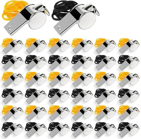 96 Pcs Stainless Steel Whistle for Coaches Referee Whistle with Lanyard Loud Clear Sound Sports Whistles Bulk Emergency Training Outdoor Safety Survival Kits in Saudi Arabia