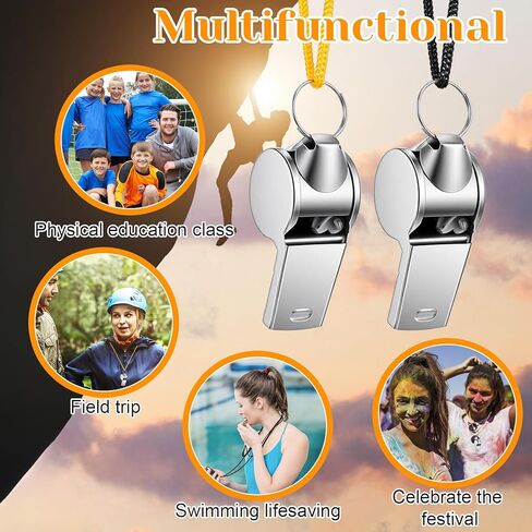 96 Pcs Stainless Steel Whistle for Coaches Referee Whistle with Lanyard Loud Clear Sound Sports Whistles Bulk Emergency Training Outdoor Safety Survival Kits in Saudi Arabia